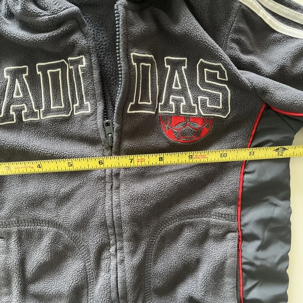 Adidas Toddler Size 24 Months Boys Zip Up‎ Fleece Sweatshirt Soccer Stripe Gray